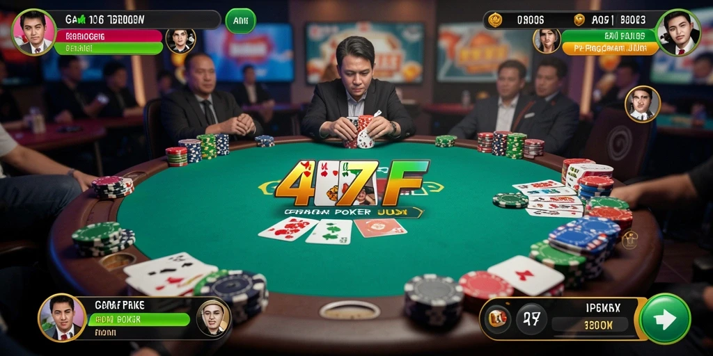 Tampilan gameplay 47F yang seru dan menarik di meja poker.