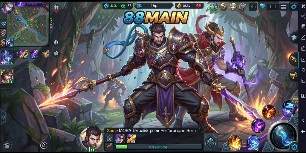 Screenshot gameplay 88MAIN menampilkan pertarungan tim yang seru.
