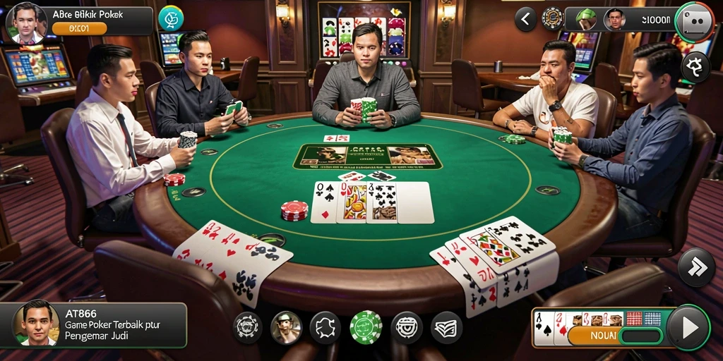 Tampilan utama gameplay Poker yang mendebarkan dari AT866.