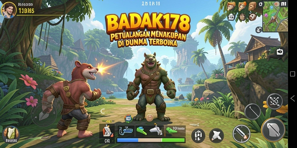 Screenshot yang menampilkan aksi epik dalam dunia terbuka BADAK178.