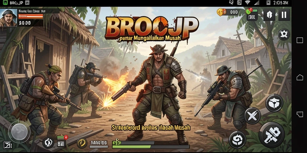 Tangkapan layar utama BROJP menunjukkan pemain yang sedang merencanakan strategi dari atas.