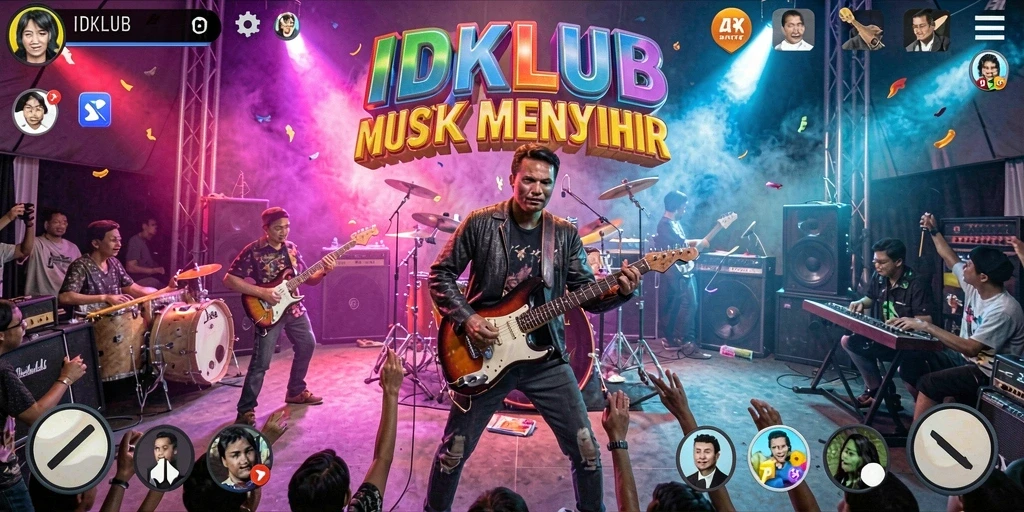 Tampilan gameplay seru di IDKLUB dengan lagu-lagu favorit.