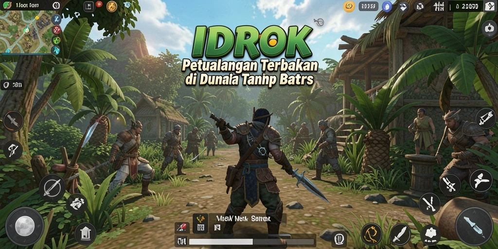 Screenshot gameplay IDROK menunjukkan petualangan di dunia terbuka.