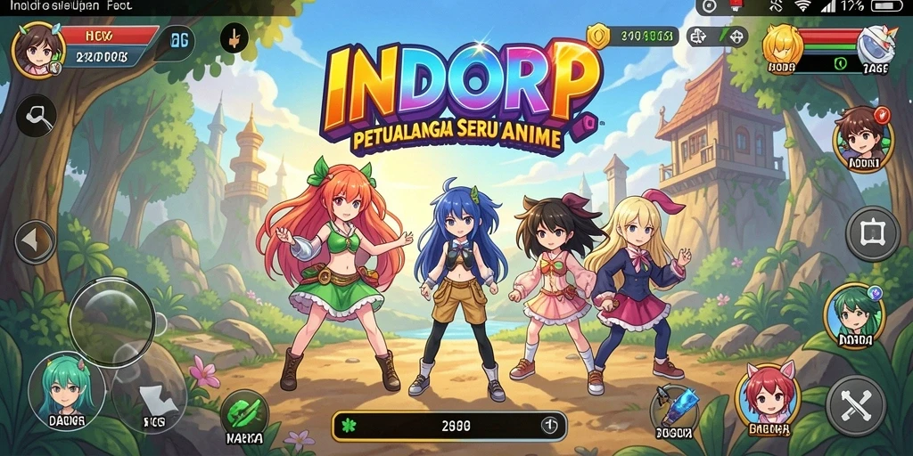 Tampilan gameplay INDORP yang menawan dengan karakter anime favorit.