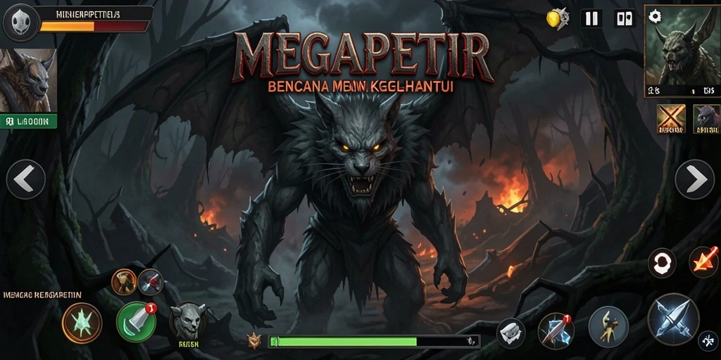 Tampilan menakutkan dari gameplay MEGAPETIR saat menghadapi kegelapan.