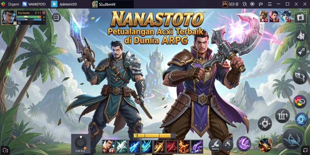 Screenshot NANASTOTO menampilkan aksi pertarungan karakter dalam gameplay ARPG.