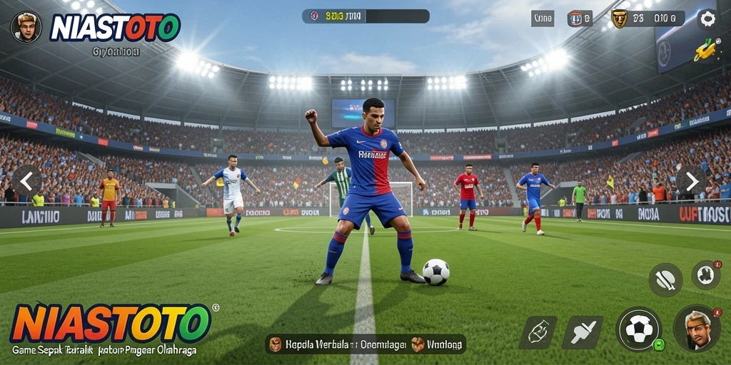 Tampilan menegangkan dari pertandingan sepak bola di NIASTOTO.