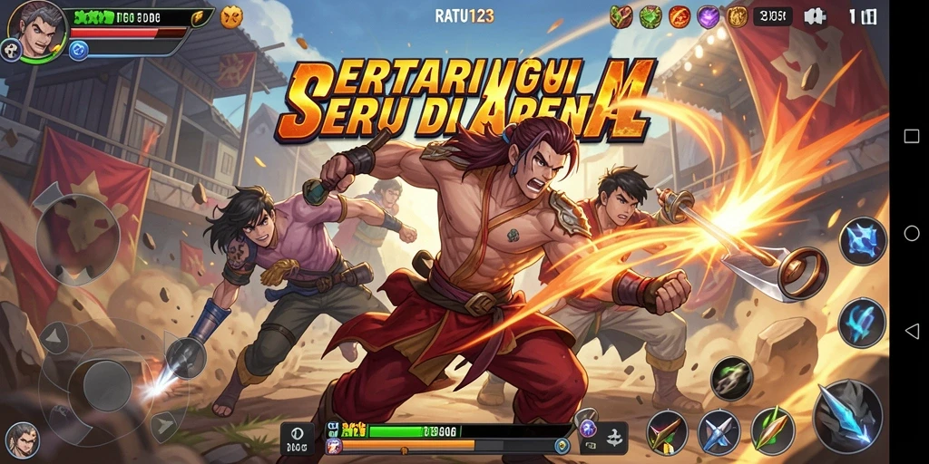 Screenshot RATU123 menampilkan aksi pertarungan yang intens dan dinamis.