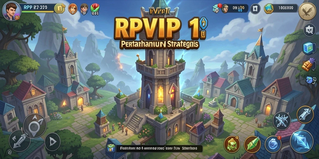 Tampilan gameplay menara pertahanan RPVIP1 yang menarik dan strategis.