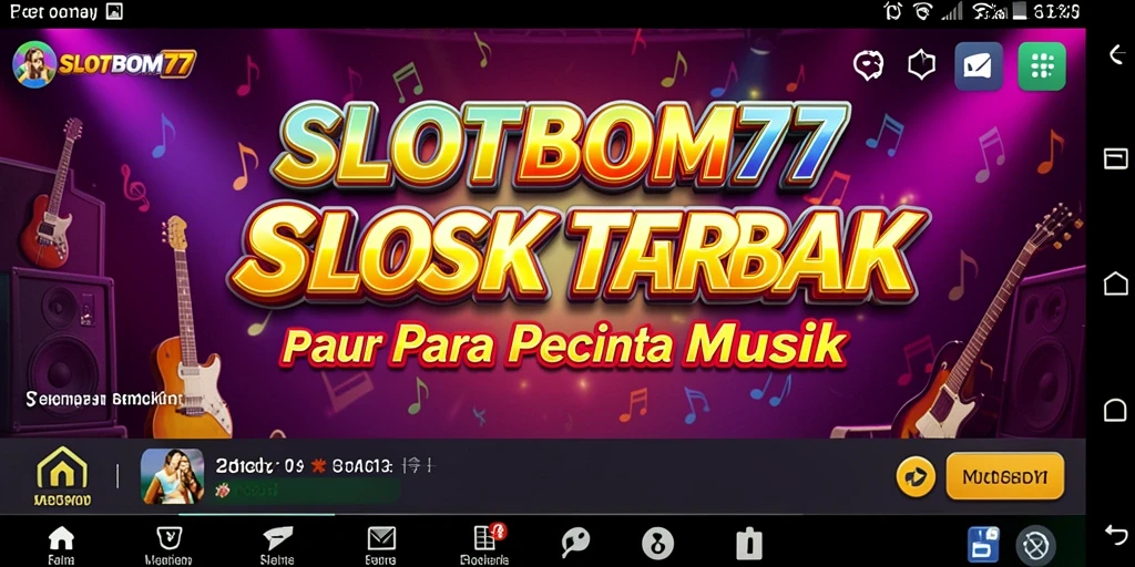 Tampilan gameplay SLOTBOM77 dengan elemen musik yang menarik.