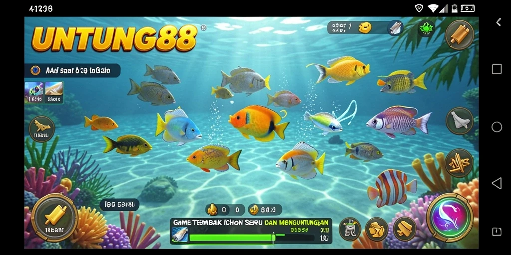 Screenshot utama UNTUNG88 menampilkan aksi seru menembak ikan.